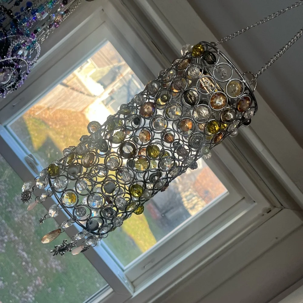 Crystal and Beaded Chandelier Decor Sun Catcher Celestial 70s Vibe